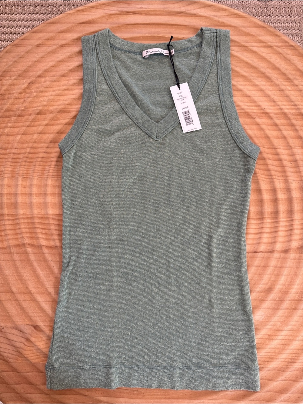 Michael Stars Chive Green V-Neck Sleeveless Tank Top